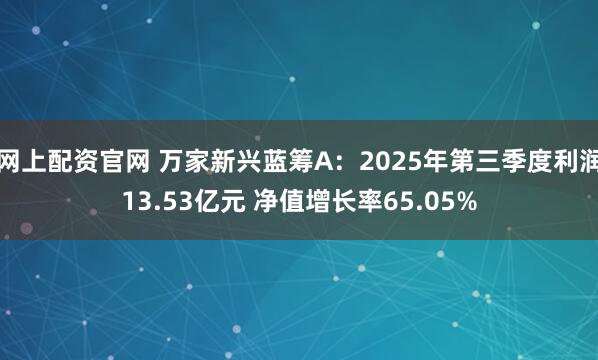 网上配资官网 万家新兴蓝筹A：2025年第三季度利润13.53亿元 净值增长率65.05%